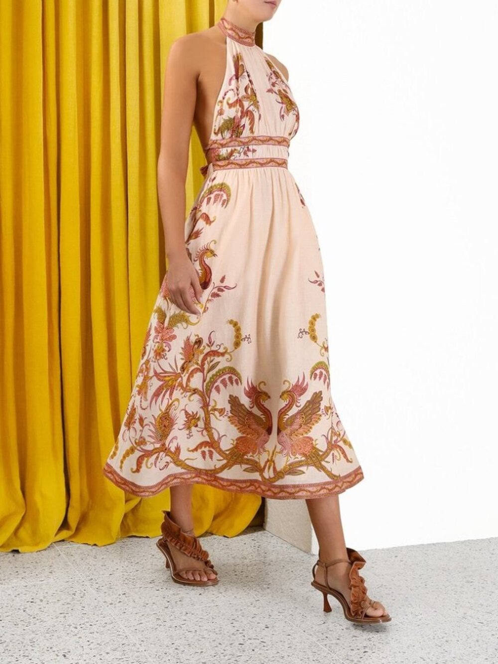 Zimmermann Cassia Halter Bow Midi Dress